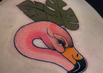 tatuaje flamenco | tatuajes animales | tatuajes flores | tatuajes acuarela | Cornelius tattoo Madrid