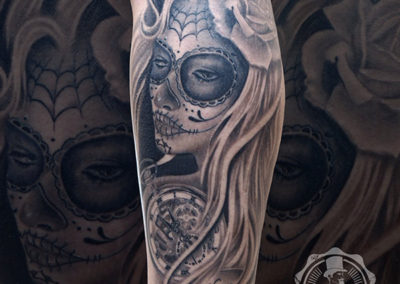 tatuaje catrina | blackwork | tatuajes realistas | tatuadores realistas madrid