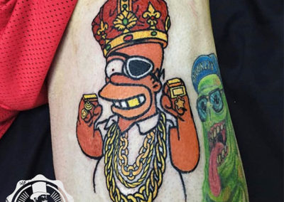 tatuajes en la pierna: tatuaje los Simpsons (Homer) | Cornelius tattoo