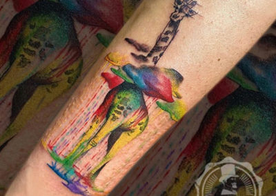 tattoo acuarela | jirafa de colores