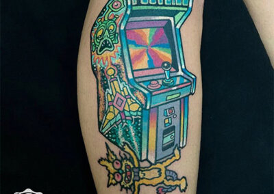 tatuajes a color maquina de videojuegos