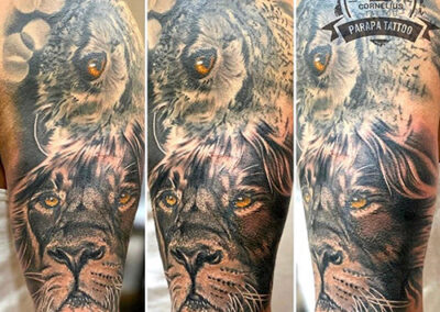 tatuajes en el brazo león