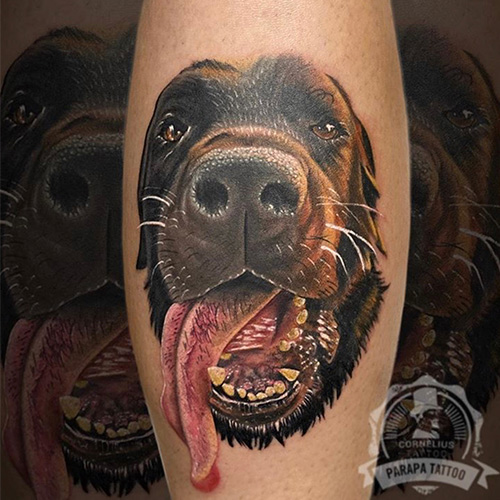 tatuajes en la pierna perro