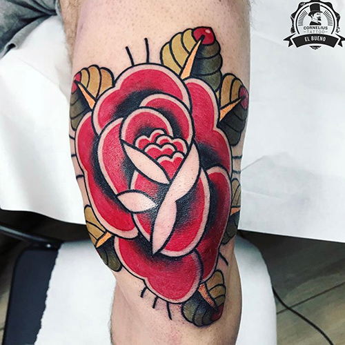 tatuajes en la pierna rosa