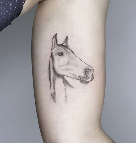 tatuajes pequeños micro realismo de un caballo