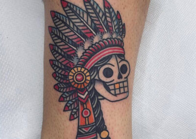 tatuajes old school calavera indio