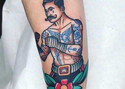 tatuajes old school de boxeador