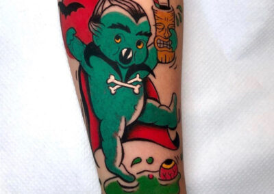 cartoon tattoo de monstruito bailando