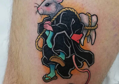 cartoon tattoo de una rata