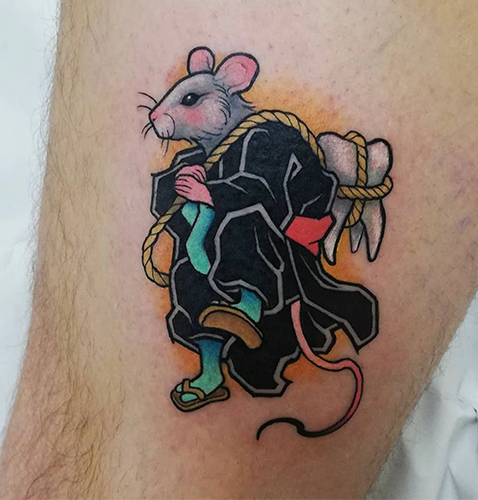 cartoon tattoo de una rata