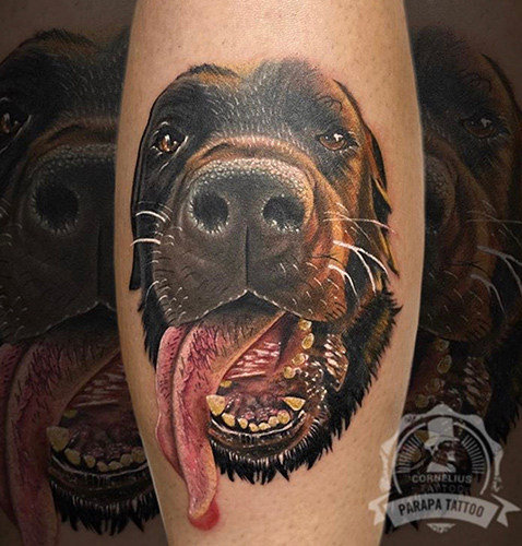 tatuajes hiperrealistas de un perro