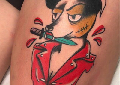 pin up tattoo de un perro en Madrid