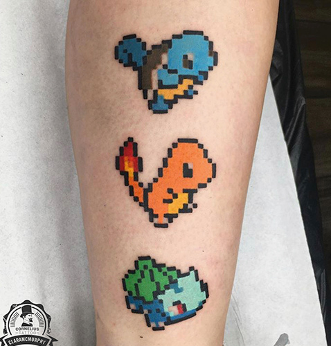 mini tattoo de pokemos pixelados