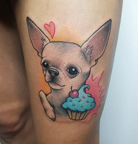 Tatuajes new school de un perrito